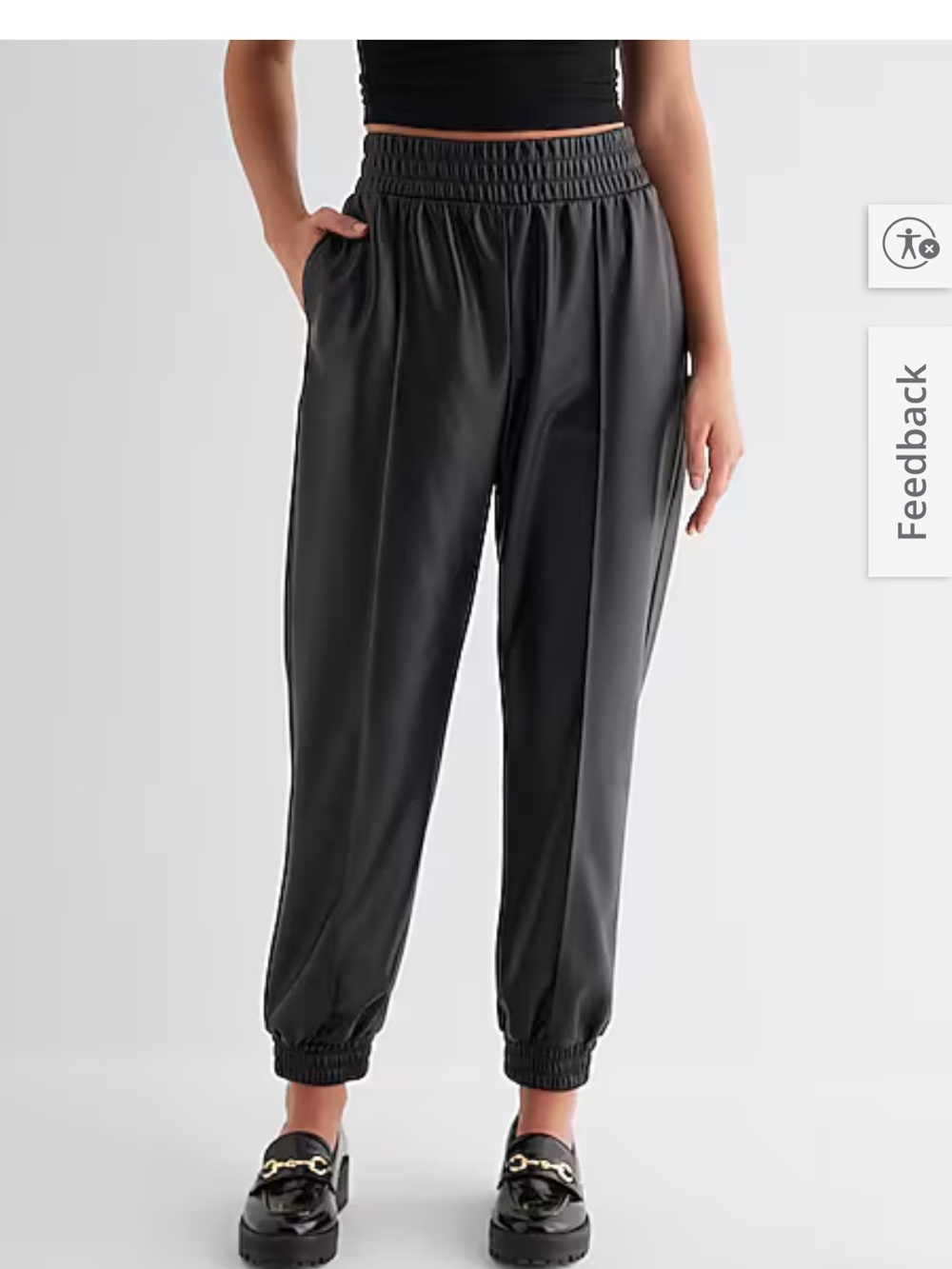 EXPRESS HIGH WAISTED FAUX LEATHER SEAMED JOGGER